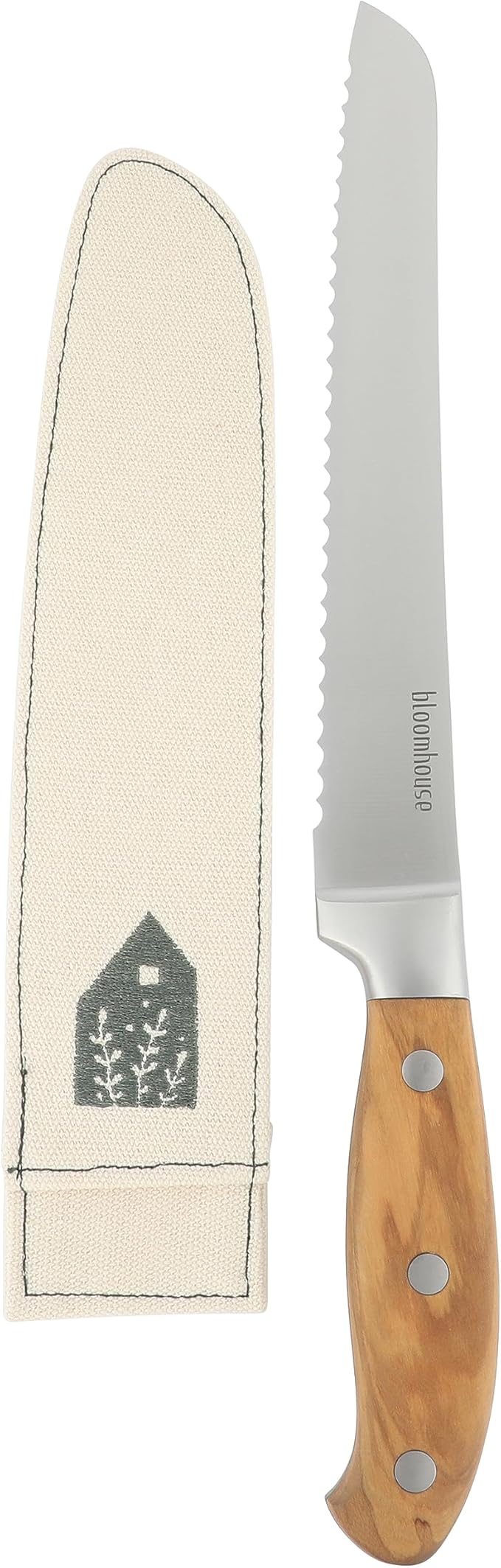 Bloomhouse - Two Time Oprah's Favorite Things Winner - 8-Inch Bread Knife – German Stainless Steel Serrated Blade with Forged Italian Olive Wood Handle, Full Tang Knife for Artisan Bread & Baking