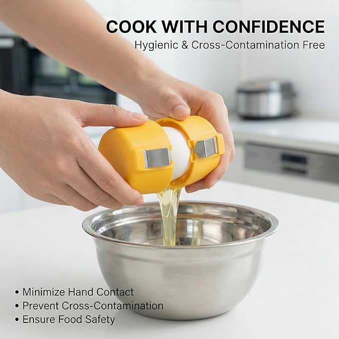 Premium PP Egg Shell Opener & Egg Cracker, Multifunctional Egg Peeler & Egg Opener Tool for Raw Eggs, Quick Clean Crack Egg Opener for Home Kitchen Gadgets (Yellow)