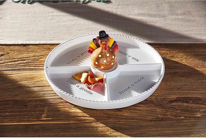 Mud Pie Circa Divided Tray, White, 12 1/4" dia | Base for Interchangable Platter Inserts