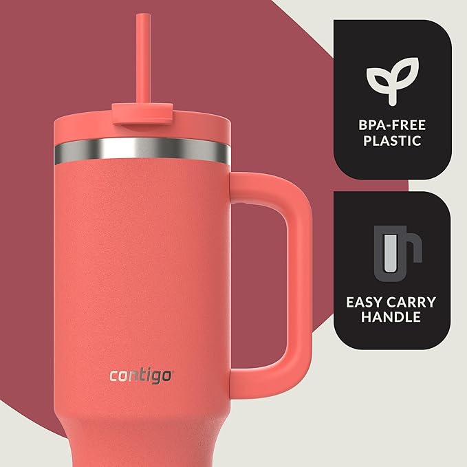 Contigo Streeterville 40oz Tumbler Stainless Steel Vacuum Insulated Leak-Proof Cold for 29 Hours Coral
