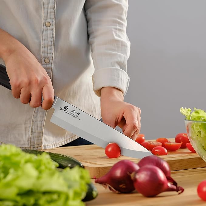imarku Chef Knife 8-Inch Pro Japanese Kitchen Knife High-Carbon Stainless Steel Paring Knife Ergonomic Handle Rasor Sharp Single-Bevel Edge Birthday Gift for Women and Men