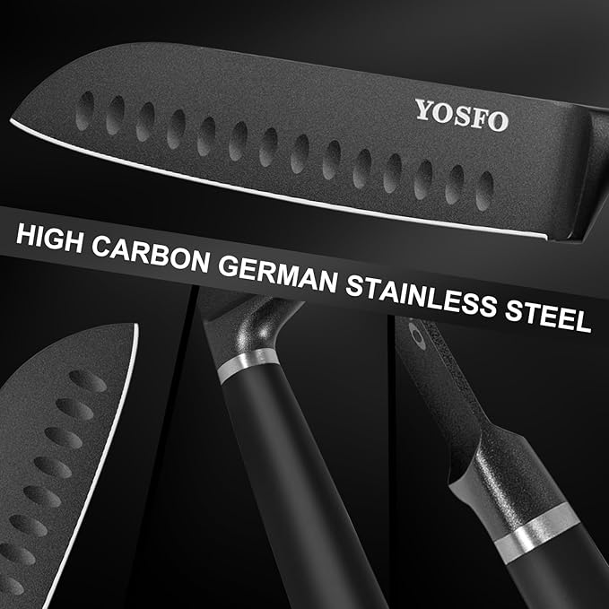 Knife Set with Block and Sharpener,15 Pcs Kitchen Knife Sets with Block,High Carbon Stainless Steel Japanese Knife Set,Matte Blade