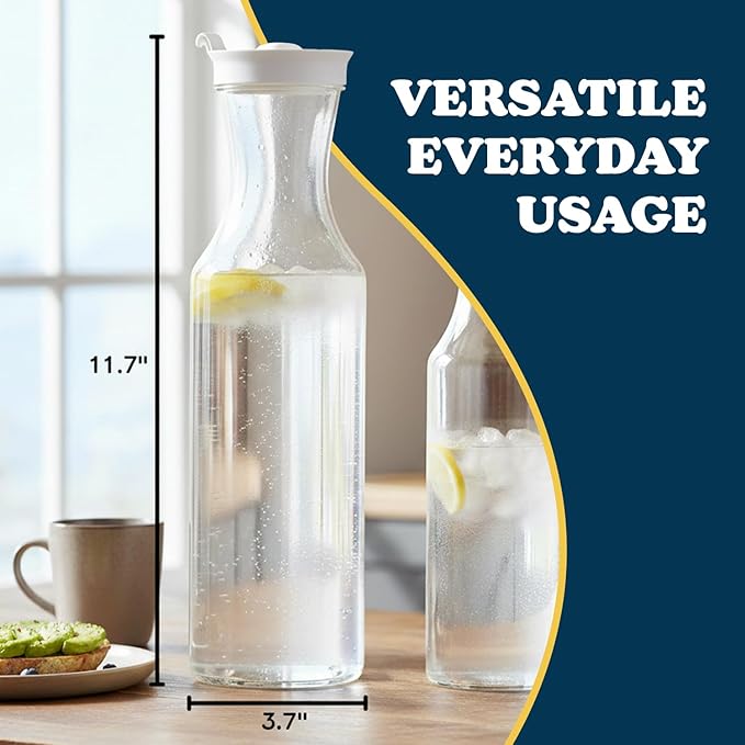 Blue Sky Square Clear Plastic Pitcher 54oz with White Lid - 1 Count | Elegant Serveware Perfect for Parties, Picnics and Gatherings