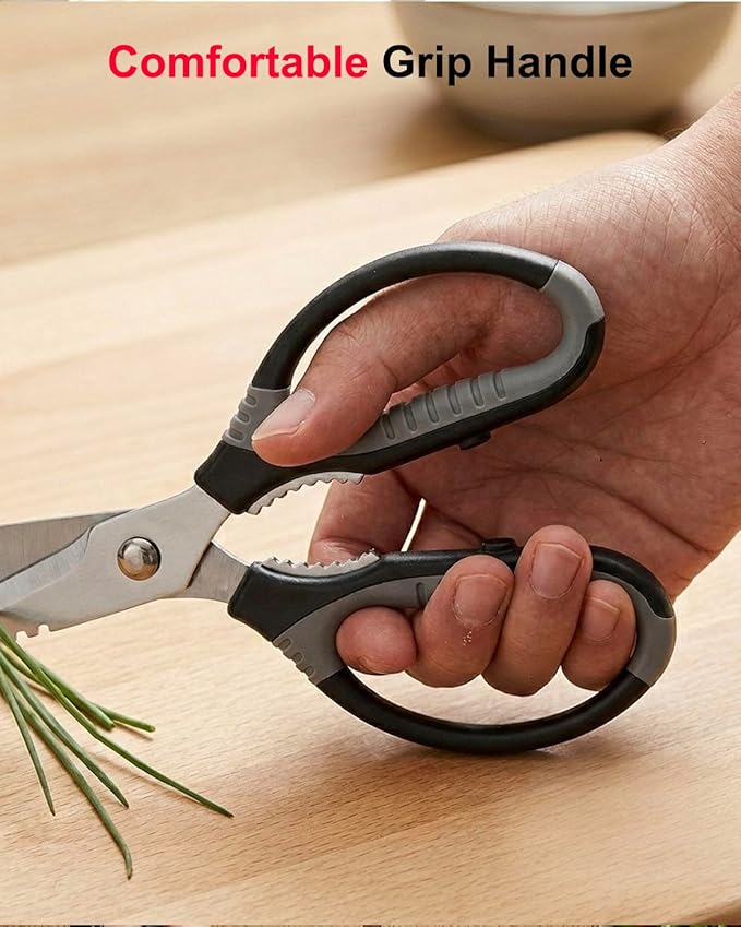 All Purpose Kitchen Scissors, Heavy Duty Kitchen Shears with Serrated Blade, Sharp Stainless Steel Food Scissors for Meat Chicken Herb, Dishwasher Safe Cooking Scissors
