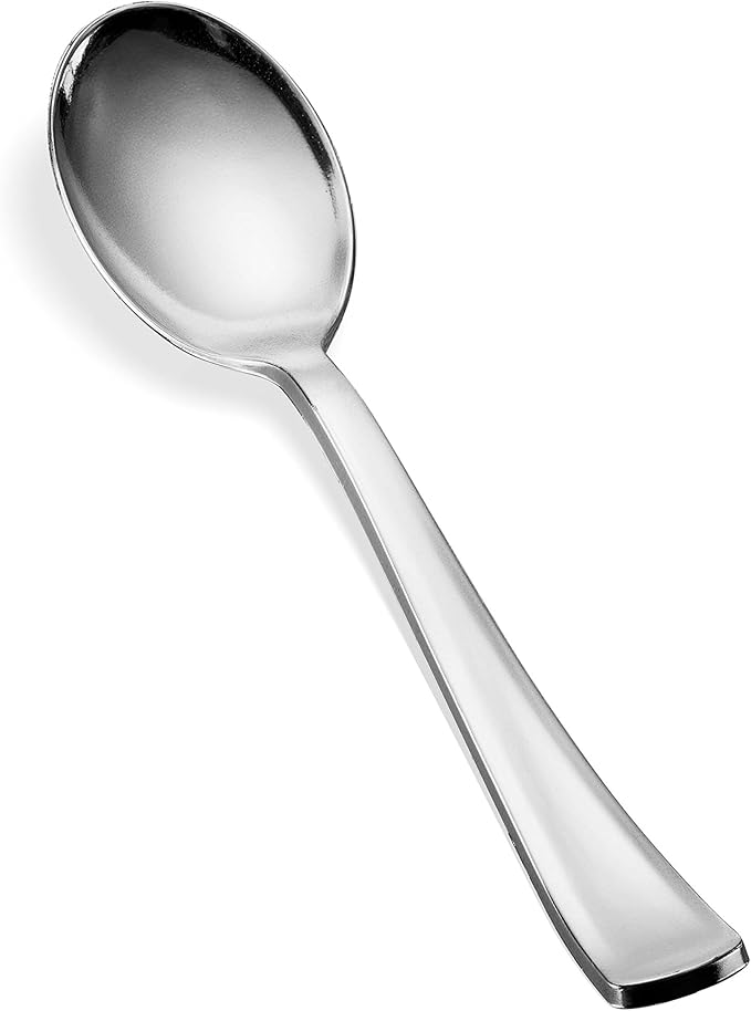 300 Plastic Silverware Set - Silver Cutlery Set - Disposable Flatware Set - 100 Forks - 100 Spoons - 100 Knives - Heavy Duty - Party Bulk