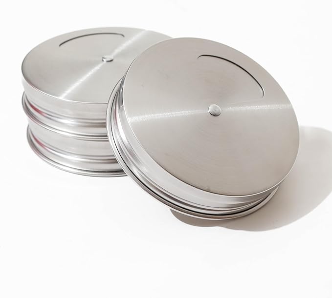 Stainless Steel Adjustable Spice Lid for Mason Jar (Regular Mouth, 4 Pack)