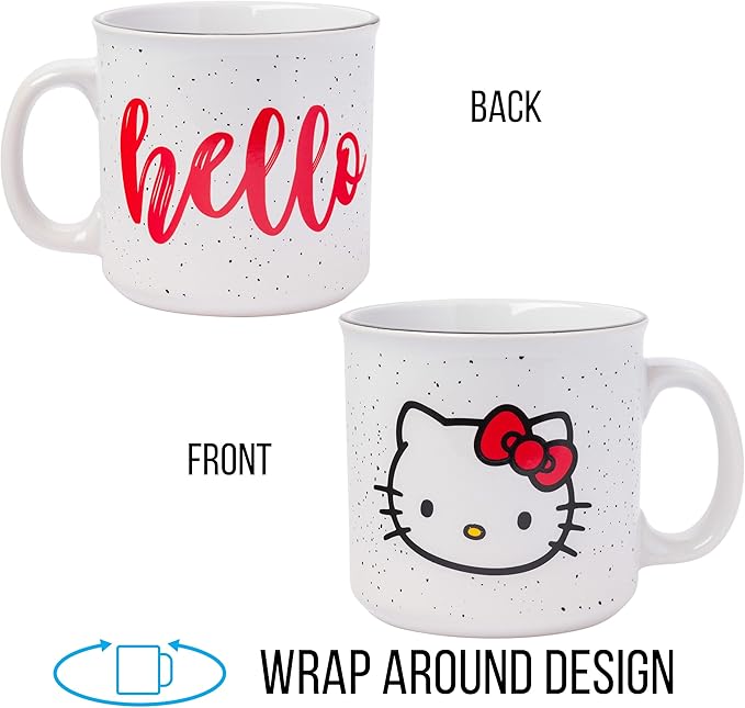 Silver Buffalo Sanrio Hello Kitty Ceramic Camper Mug, 20 Ounces