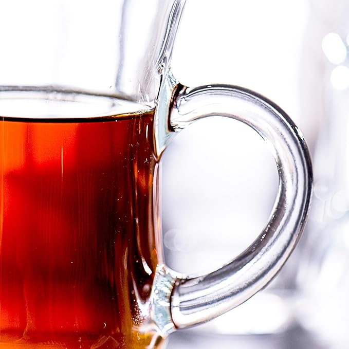 Turkish Tea Glasses With Handle - Tea Cups Set of 6 - Slim Waist Thick Sole Tea Glass for Hold Cold Drinks, 5 oz / 150ml