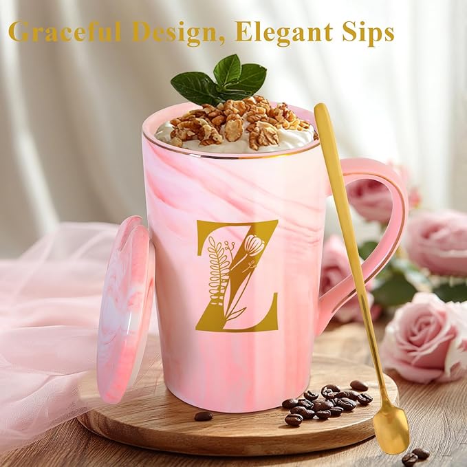 MNZZ Personalized Ceramic Coffee Mug with Lid Tea Cup Women Men Teacher Gifts Female Male Preschool Kindergarten Pre K Prek Middle High School First Year 1st 2nd 3rd 4th 5th Grade,Z