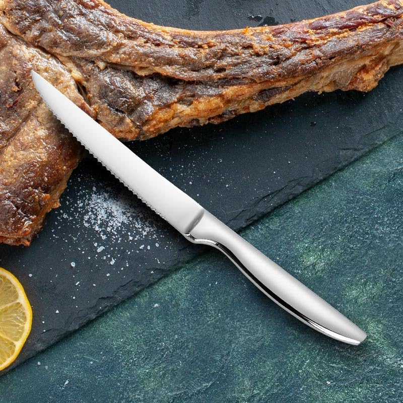 Serrated Steak Knives Set of 6, Dishwasher Safe Kitchen Steak Knives Set