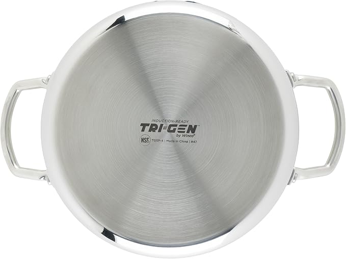 WINCO Tri-Ply Stock Pot, Silver