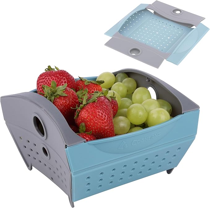 Coghlan's Snapfold Mini Colander – 1-Quart (.95 L) Compact, Collapsible Strainer for Pasta, Vegetables, Fruit, Space-Saving, Self-Standing with Handles, for Camping and Outdoor Kitchens, Mini Size