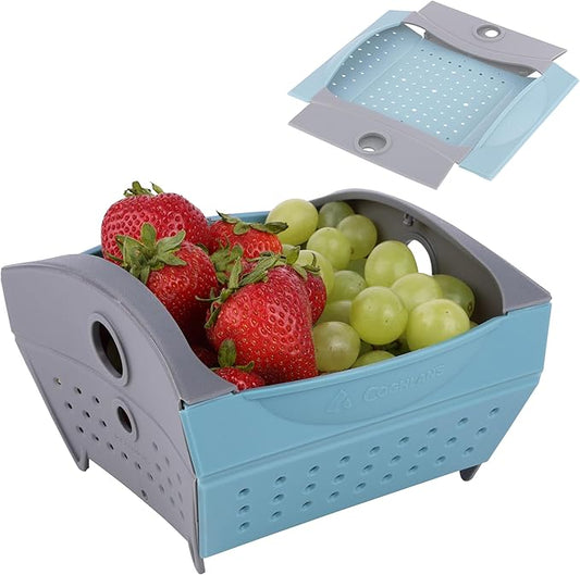 Coghlan's Snapfold Mini Colander – 1-Quart (.95 L) Compact, Collapsible Strainer for Pasta, Vegetables, Fruit, Space-Saving, Self-Standing with Handles, for Camping and Outdoor Kitchens, Mini Size