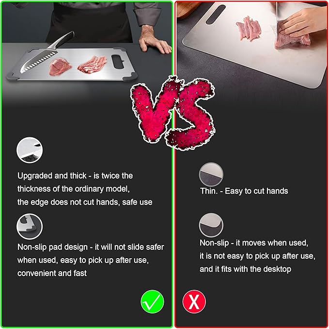 Titanium Cutting Board, 2026 New Upgrade 100% Pure Titanium Cutting Boards for Kitchen,Latest Thickened Version Thickness 0.06IN, Double-Sided Available Belt Guard Angle (18.1IN X 11.8IN)