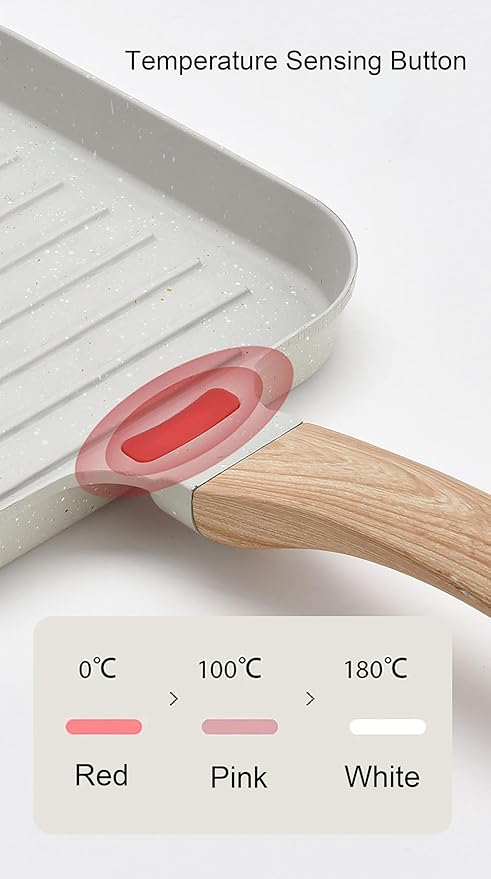 Grill Pan with Lid Non Stick Griddle Pan for Stove Top Indoor Cooking Steak Pan Square Aluminum Skillet Grilling Induction Compatible with Tong White 7.48 inches