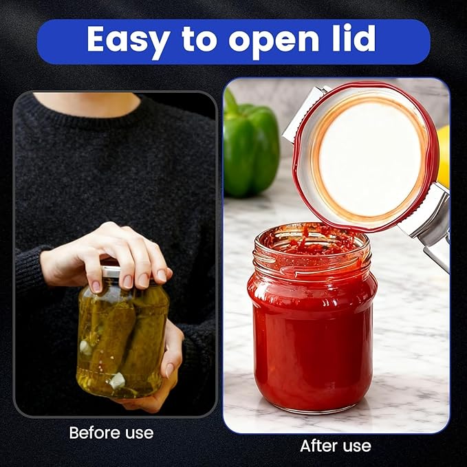 Jar Opener for Weak Hands - Removes Tight Jar Lid for Seniors with Arthritis - Adjustable Jar Opener - Multi Opener Set with Jar Opener Gripper Pad and Bottle Opener Keychain(2Pcs)