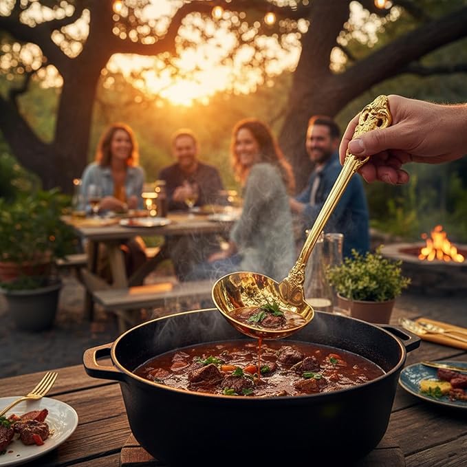 KEAWELL Premium 7.5 inch Luxury Gravy Ladle, 18/10 Stainless Steel, Small Gravy Spoon for Home. Solid and Sturdy, Dishwasher Safe. (1, Gold)