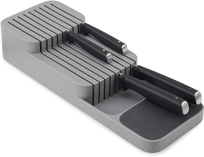 Joseph Joseph DrawerStore Knife Organizer, holds up to 9 knives, Kitchen Organization & Drawer Storage – Compact, Gray