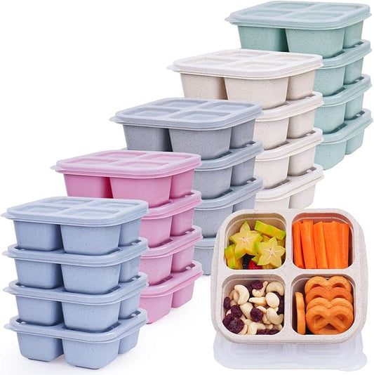 20 Pack Snack Containers, 4 Compartments Reusable Bento Snack Box for Meal Prep, BPA Free Lunchable Containers, Divided Food Storage Containers for Work, Picnic, Microwave and Dishwasher Safe
