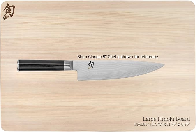 Shun Cutlery Large Hinoki Cutting Board, 17.75" x 11.75" Large Wooden Japanese Chopping Board for Kitchen, Medium-Soft Wood Preserves Knife Edges, Forest Stewardship Council Certified