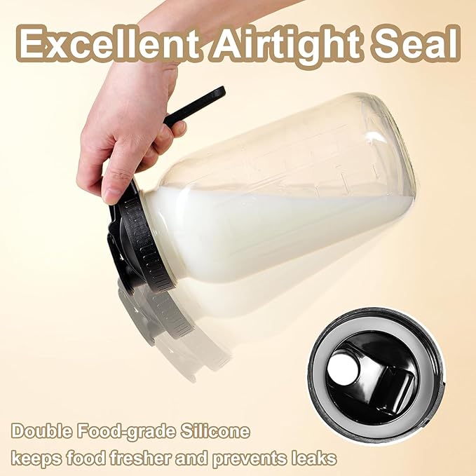 2 Pack 64 oz Glass Pitcher with Lid for Fridge, Half Gallon Pitcher with Lid, Leak Proof, Wide Mouth, 1/2 Gallon Glass Juice Jug for Ice Tea and Coffee (Black)