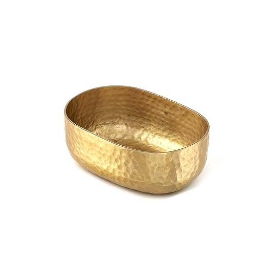 American Metalcraft ABHG46 Aluminum Hammered Bowl Oval, Gold, 25-ounce Capacity, Elegant and Artisanal Serveware for Presenting Entrées and Appetizer: 6 ½ L, 4 ¾ W, 2 ¼ H