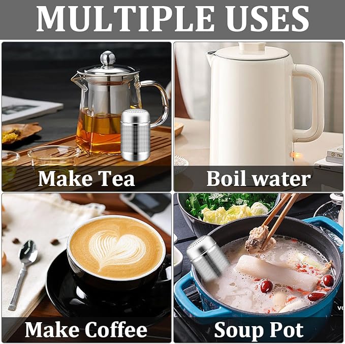 2PCS Stainless Steel Tea Infuser for Loose Tea Extra Fine Mesh Tea Infuser Loose Leaf Tea Steeper 304 Stainless Steel Tea with Heat Proof Handles