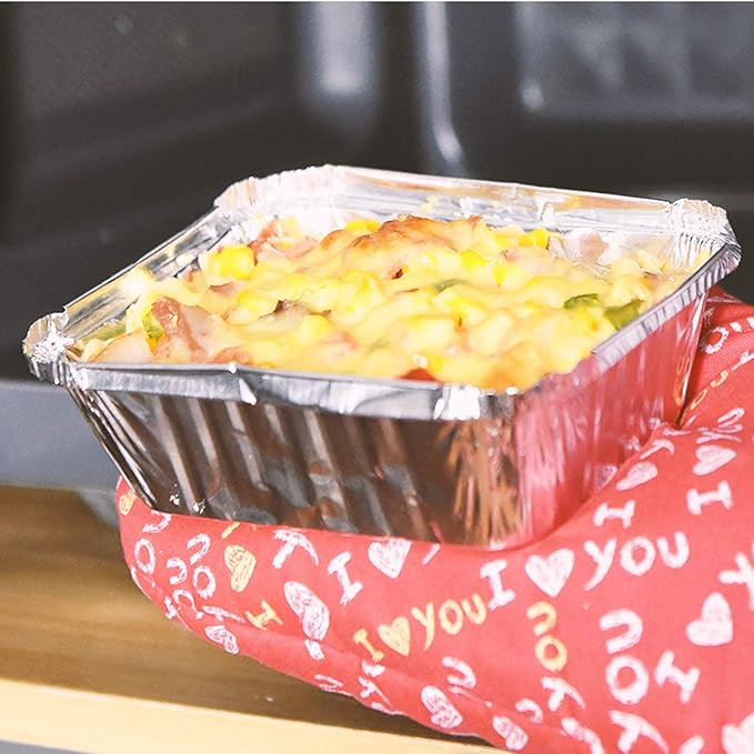 50pack- 8 x 8 Aluminum foil Pans Disposable,Heavy Duty Square baking Cake Pans, Cooking Tins Homemade Breads Oven, Baking Roasting Pan