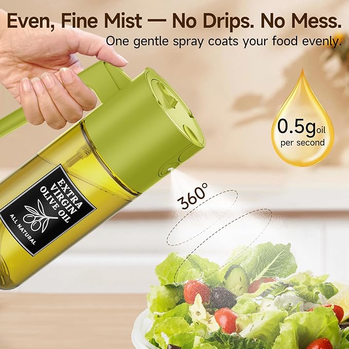 Oil Sprayer for Cooking, Olive Oil Sprayer Bottle with Fine Mist Glass Oil Sprayer for Healthy Meals and Salad Use, Reusable Oil Mister Spray Bottle for Home Kitchen Daily Use, Best Choice