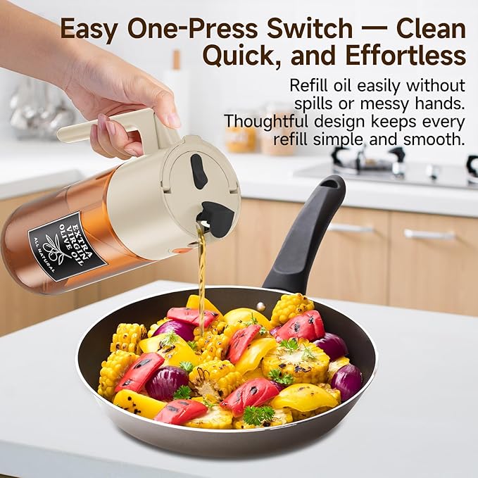 Oil Dispenser For Kitchen 2 Pack Set, Oil Sprayers & Dispensers For Family Cooking, Leak Free Oil Dispenser, Cooking Oil Dispenser Bottle With Olive Oil Dispenser, Easy Refill Design For Home Use