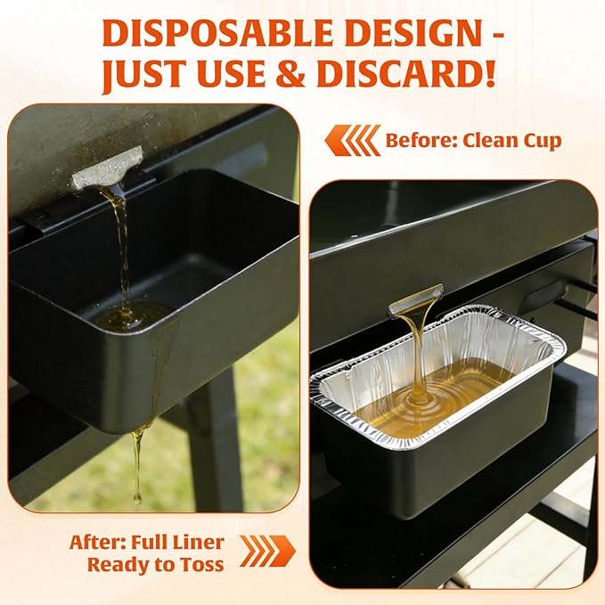 Grease Cup Liners Compatible with Blackstone Griddle - Griddle Accessories, Disposable Grill Tray, Aluminum Foil Drip Pan Grease Catcher Cup Liner for 17, 22, 28, 36 Inch (100 Pack)