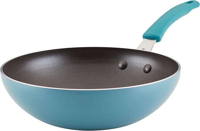 Rachael Ray Cook + Create Nonstick Stir Fry Pan/Wok, 10.5 Inch, Agave Blue