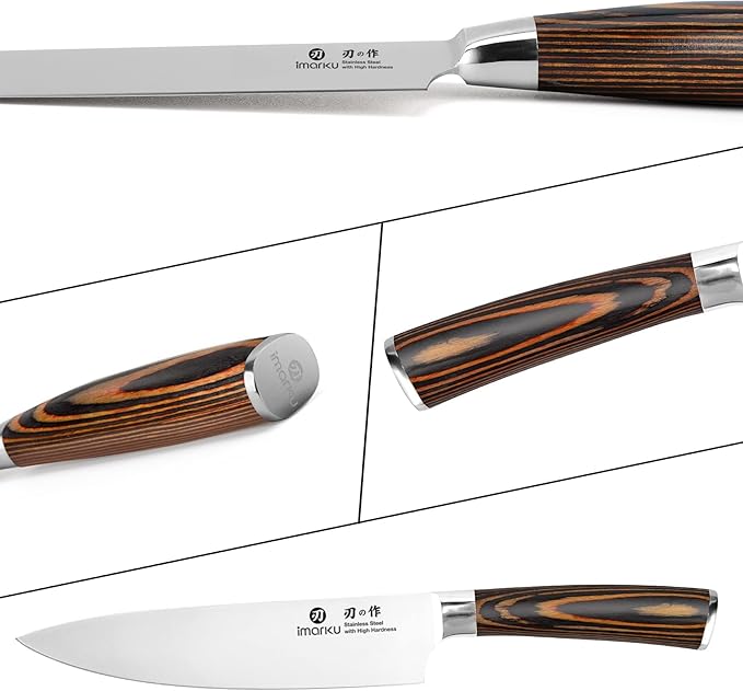 imarku Chef Knife - Pro Kitchen Knife 8 Inch Chef's Knives Japanese HC Steel Sharp Paring Knife with Ergonomic Handle, Tawny Handle, Best Gifts for Men and Women, Gyutou knives