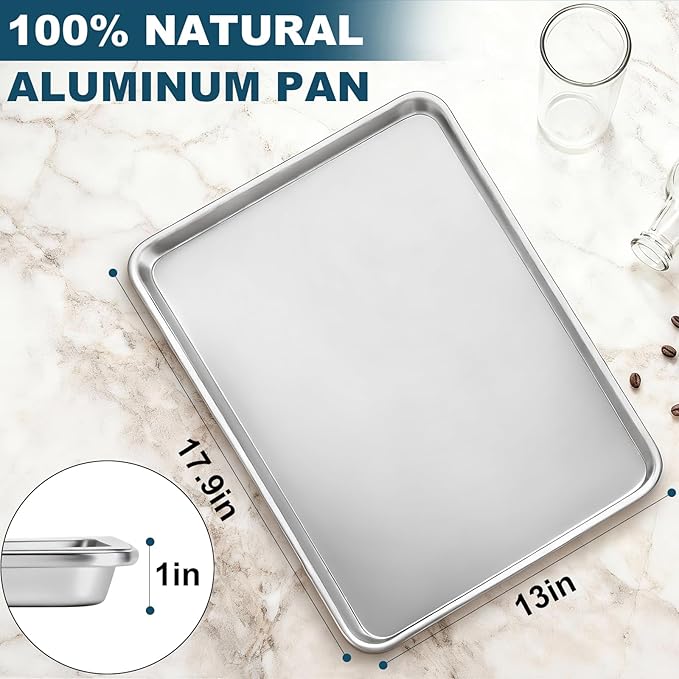 12 Pack Half Size Baking Sheet Pan Set, Aluminum Commercial Quality Cookie Sheet for Baking or Roasting, Large Thick Baking Tray Prevents Warping, 13" × 17.9" Cookie Tray Pan