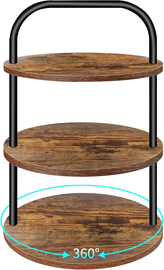 Cupcake Stand, 360° Rotating Wooden Cupcake Stand 3 Tier Large Dessert Table Display Set Cupcake Tower Tiered Tray Stand Serving Tray for Party Supplies Vendor Display Farmhouse Decor