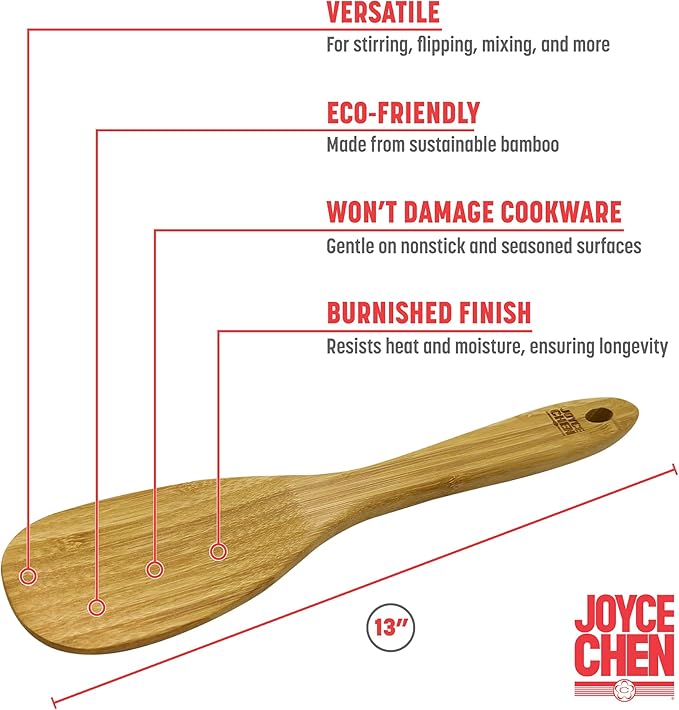 Joyce Chen All-Purpose Burnished Bamboo Spatula, 13-Inch