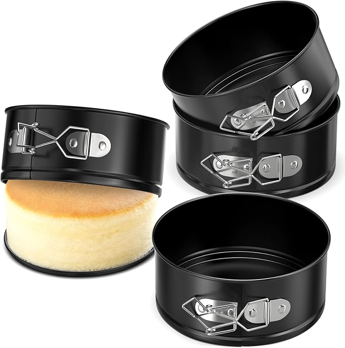4 Pack Mini Springform Pan Set, 4 Inch Non-stick Cheesecake Pan, Spring Form Pans for Baking, Springform Pans with Removable Bottom, Round Cake Pans, Small Cake Mold for Mini Cheesecake Pizza