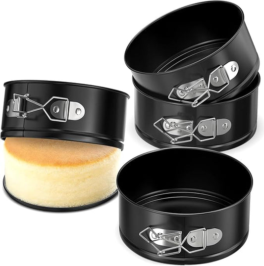 4 Pack Mini Springform Pan Set, 4 Inch Non-stick Cheesecake Pan, Spring Form Pans for Baking, Springform Pans with Removable Bottom, Round Cake Pans, Small Cake Mold for Mini Cheesecake Pizza