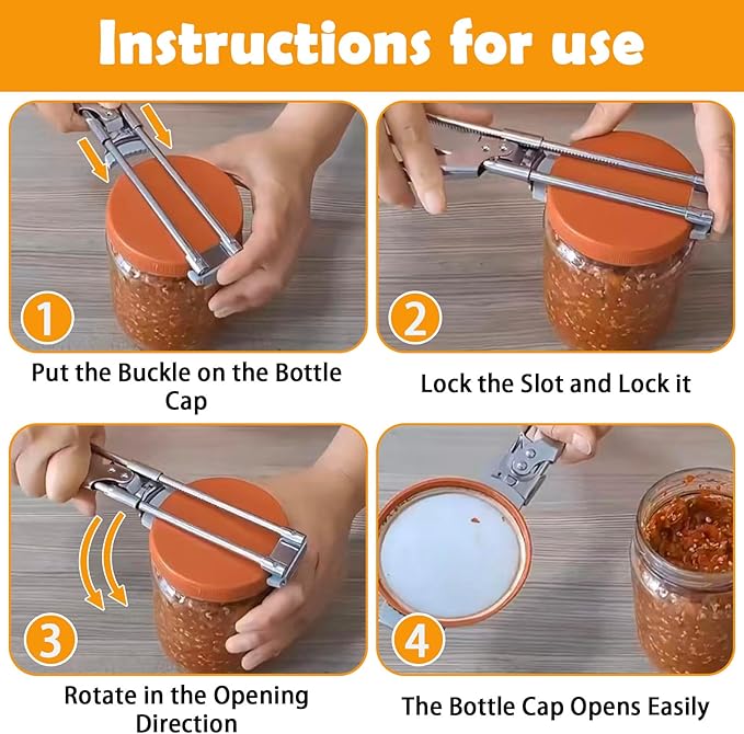 Adjustable Stainless Steel Jar Opener, 2026 New Jar Openers for Seniors, EasyGrip Adjustable HighLeverage stainlesssteel (1PCS)