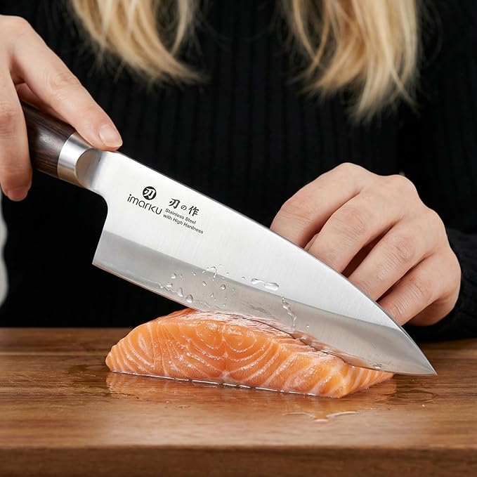 imarku 7 Inch Deba Knife,Ultra Sharp Sushi Knife,Ultimate Japanese Kitchen Knife with Stainless Steel Single Bevel,Fish Fillet Knifes for Fish Cutting with Ergonomic Handle, Birthday Gifts