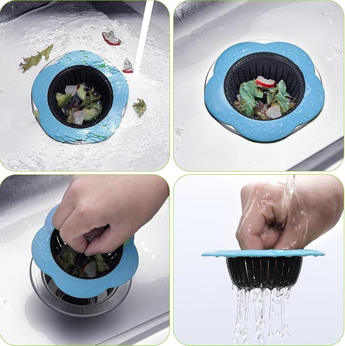 2 Pcs Kitchen Sink Strainer, Upgraded Silicone Sink Drain Strainer for Most Kitchen Sink Drain Basket 4.5" Diameter