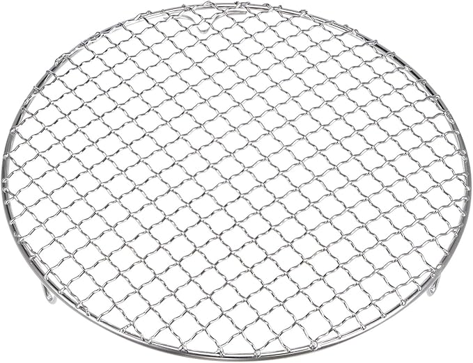 HARFINGTON Round Cooking Rack 10-inch 201 Stainless Steel Cross Wire Barbecue Grill Net with 20mm Legs for Cooking Baking Steaming BBQ
