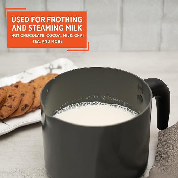 IMUSA 1.3 Qt Ceramic NonStick Milk Pot with Pour Spout – PFAS Free Aluminum Saucepan for Coffee, Sauces, Soups, Stews, Hot Beverages – Gray Finish