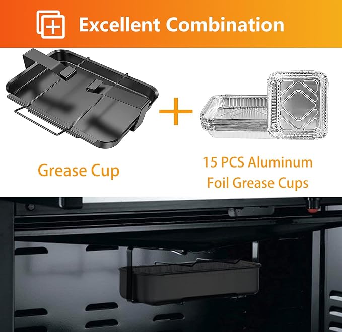 Hisencn 7515 Grill Catch Pan Holder Drip Pan Replacement for Weber Genesis 1000-5500, Genesis Silver/Gold/Platinum, Genesis II Series, Platinum I/II, and Summit, Porcelain Steel Grease Collection