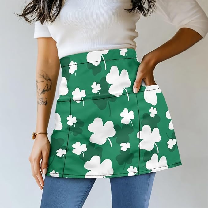 Server Waitress Waist Apron with 3 Pockets, Short Aprons for Servers,Waiter Apron For Waiter Accessories