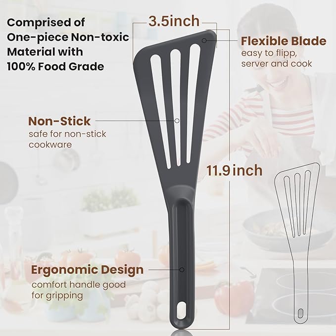 Slotted Spatula, Professional Heat Resistant Fish Turner, Spatula Flipper Safe for Nonstick Cookware