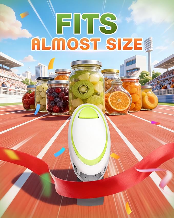 Electric Jar Opener One-Touch High Torque, Hands-Free Jar Opener for Weak Hands & Seniors, Battery Operated Jar Opener Kitchen Tool Fits Most Jar Sizes, White+Green
