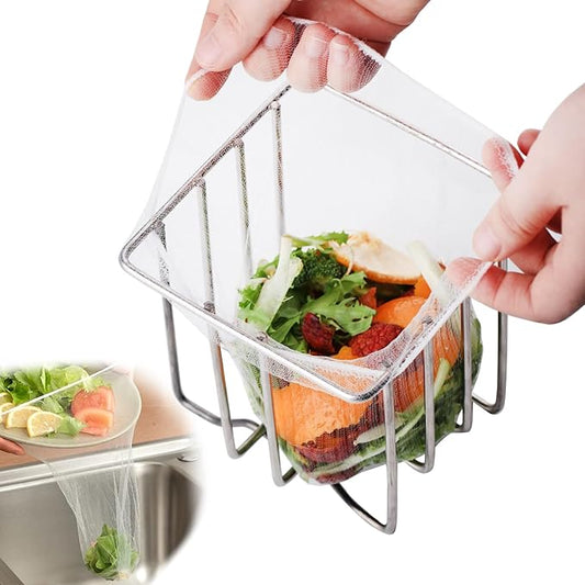 200 PCS Large Kitchen Disposable Mesh Sink Strainer Bag for Meshmate Waste Rack, Sink Strainer Elastic Anti-Clogging Sink Drain Strainer Collecting Kitchen Food Waste Garbage