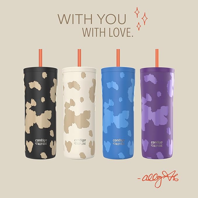 Contigo x Ally Love Streeterville Stainless Steel Tumbler with Straw, Easy Clean Lid, Leak Proof, BPA Free, 24oz, Violet