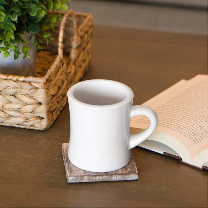 Serami Diner Coffee Mugs – Set of 6 Classic 11oz Ceramic Cups – Thick, Heavy Stoneware – Crisp White Color – Dishwasher & Microwave Safe